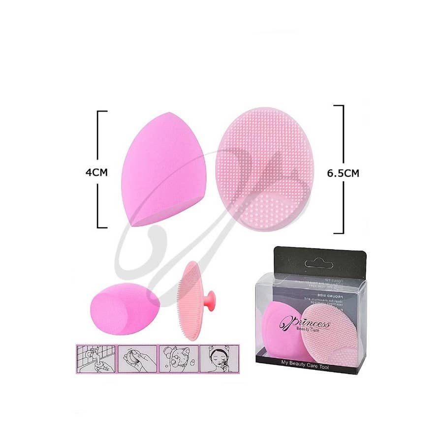 SILICONE FACIAL SCRUB BRUSH AND  MAKEUP SPONGE SET
: ASSORTED / ONE(12)