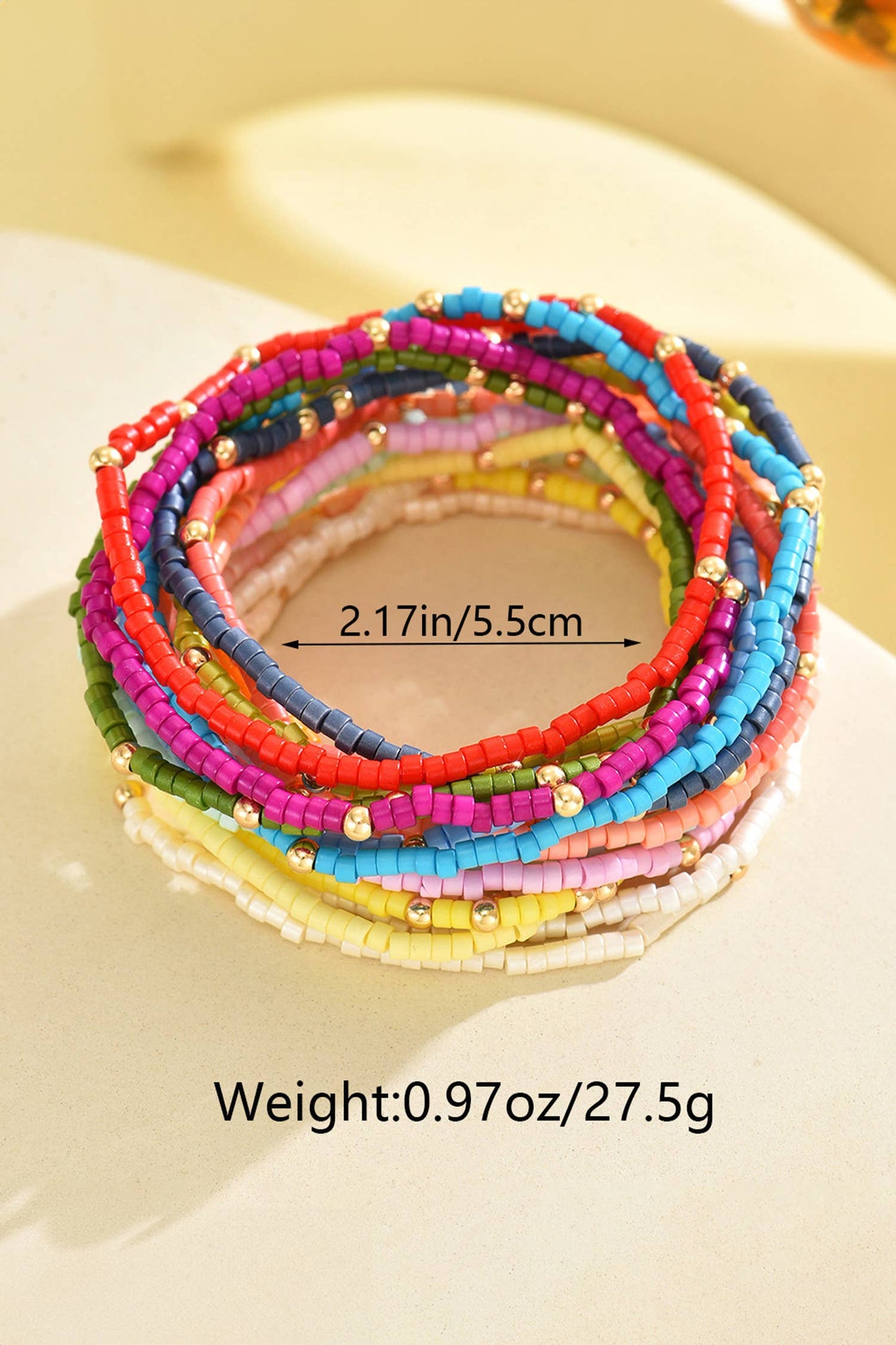 Colorful Bead Stretch Bracelet Set | 19pcs: As shown / Missy / Standard