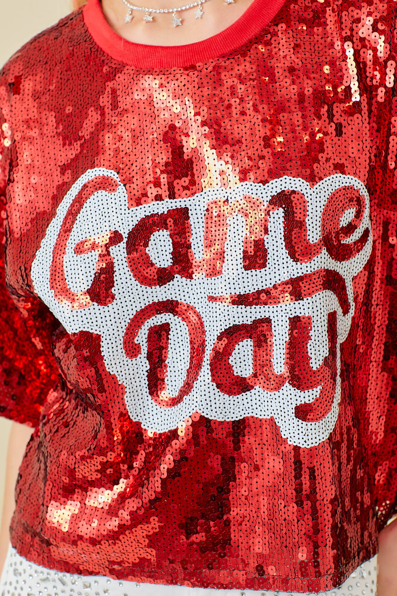 Game Day Sequin Top: Red / M