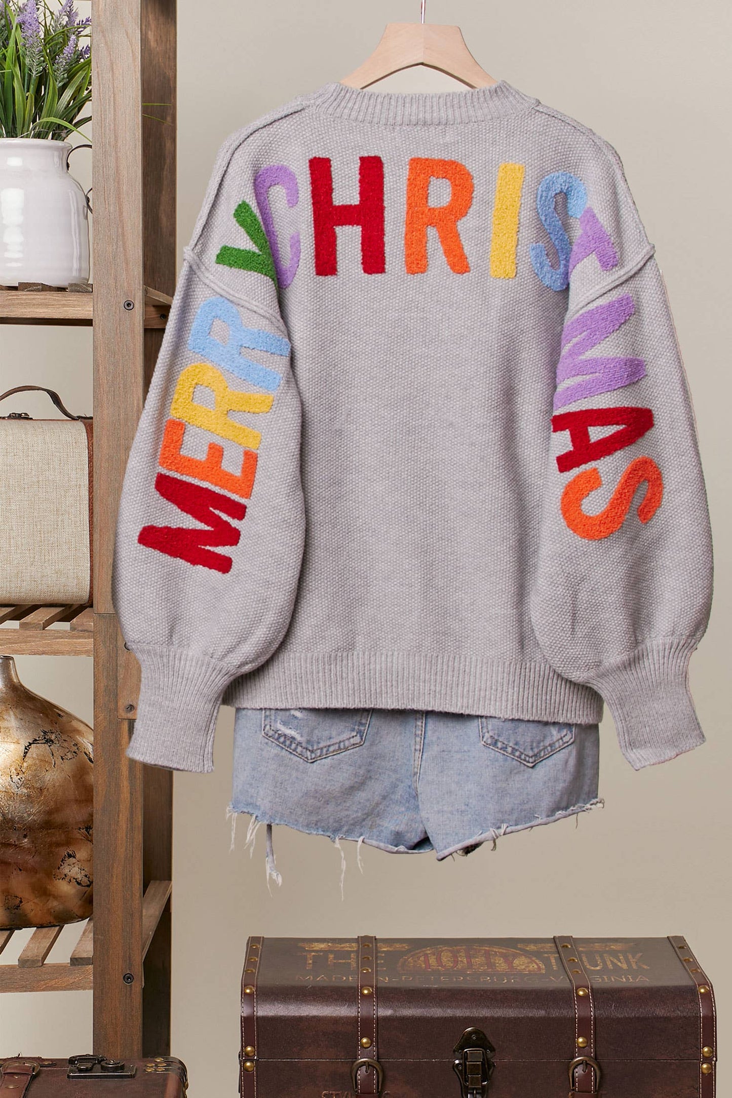 OVERSIZE Christmas Sweater with Lettering: Red / L