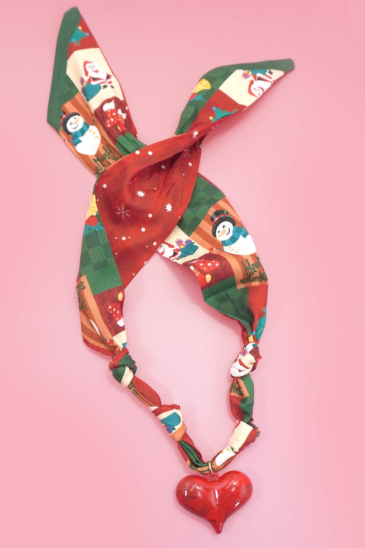 HANDMADE SCARF NECKLACE - CHRISTMAS SNOWMAN BOW | 80N91827: C