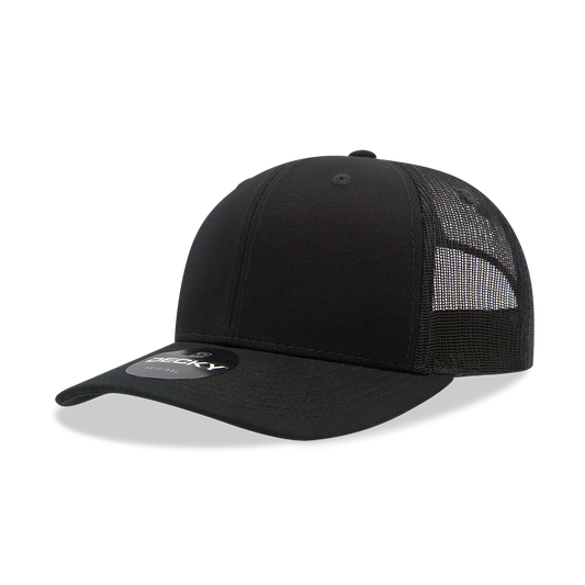 Decky 6021 Classic Trucker Hat, Mid Pro Trucker, 6 Panel Cap: Black