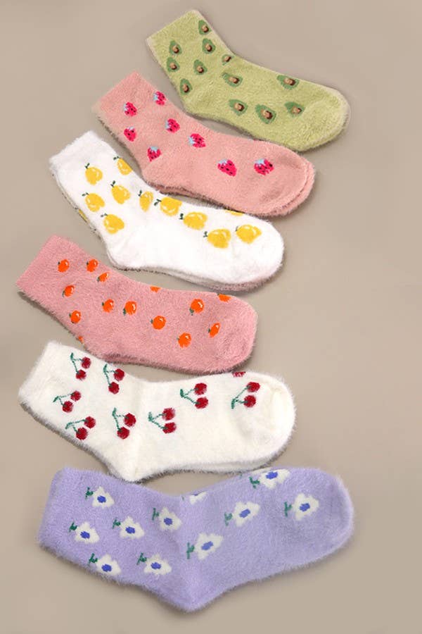 WARM CHINLON SOFT FLEECE FUZZY SOCKS | 40S02053: AVOCADO
