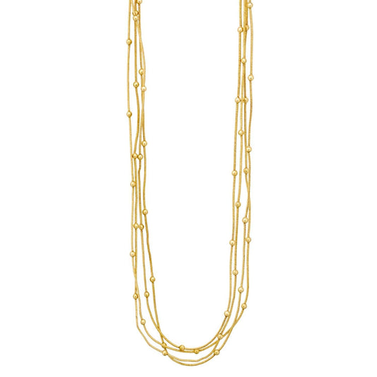Gold 4 Layered Chain with Beaded Accents 16"-18" Necklace