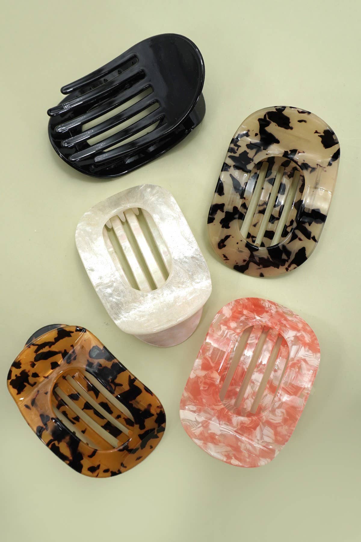 Jumbo Lay Flat Oval Hair Claw Clips Secure Styling | 40H993: Pink