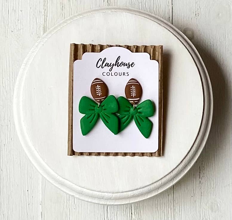 Football & Bow Earrings   : Red