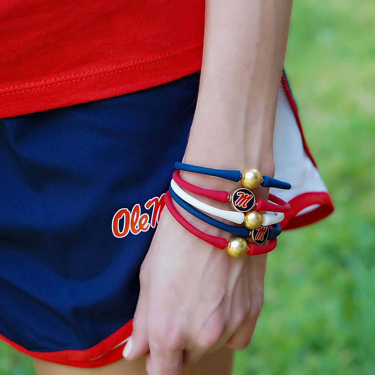 Ole Miss Rebels Enamel Silicone Bali Bracelet: Red