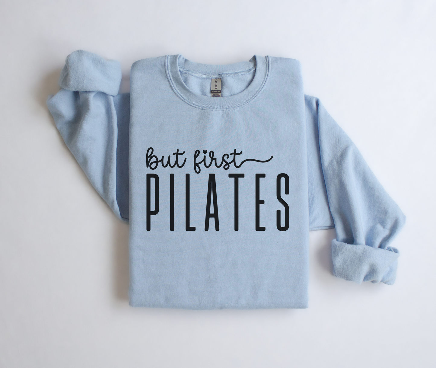 But First Pilates Crewneck Sweatshirt | Pilates Apparel: Light pink / L