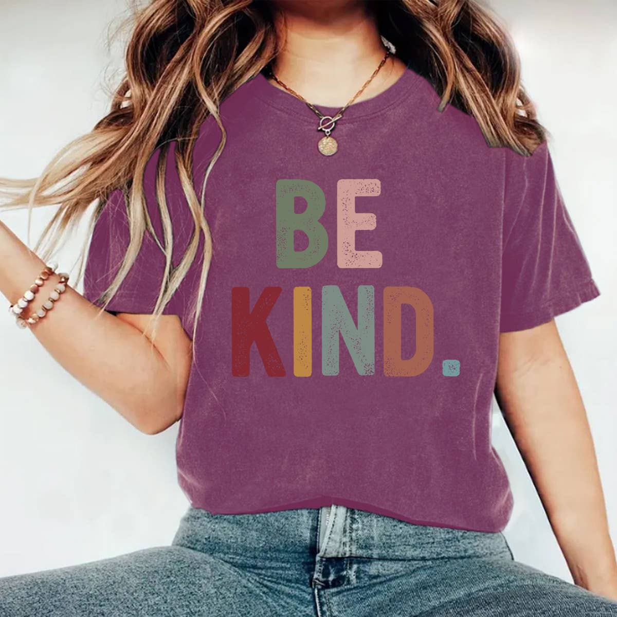 Be Kind Graphic short sleeve t-shirt: Berry / XL