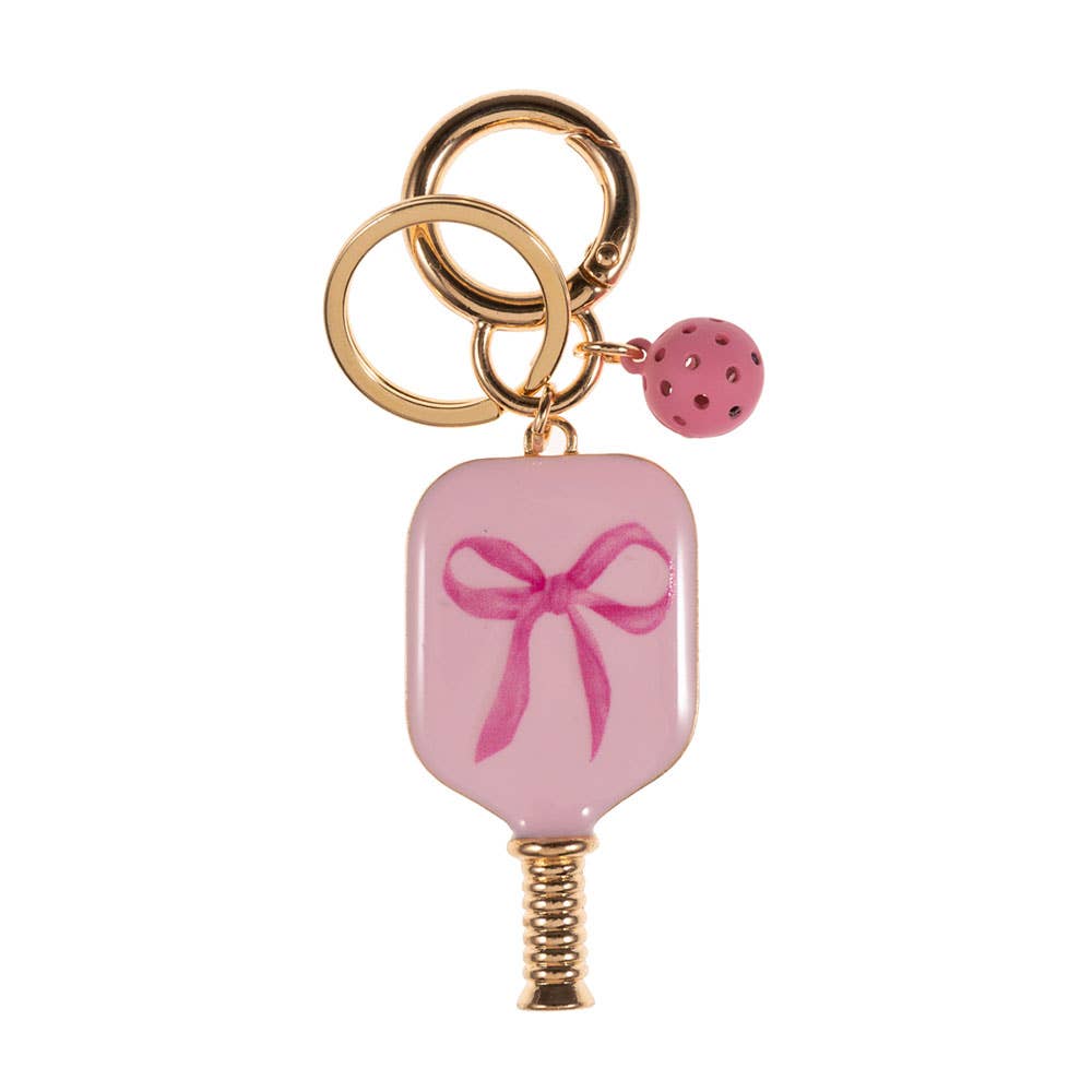 Enamel Bow Pointed Pickleball Paddle Keychain / Bag Charm
: Blue