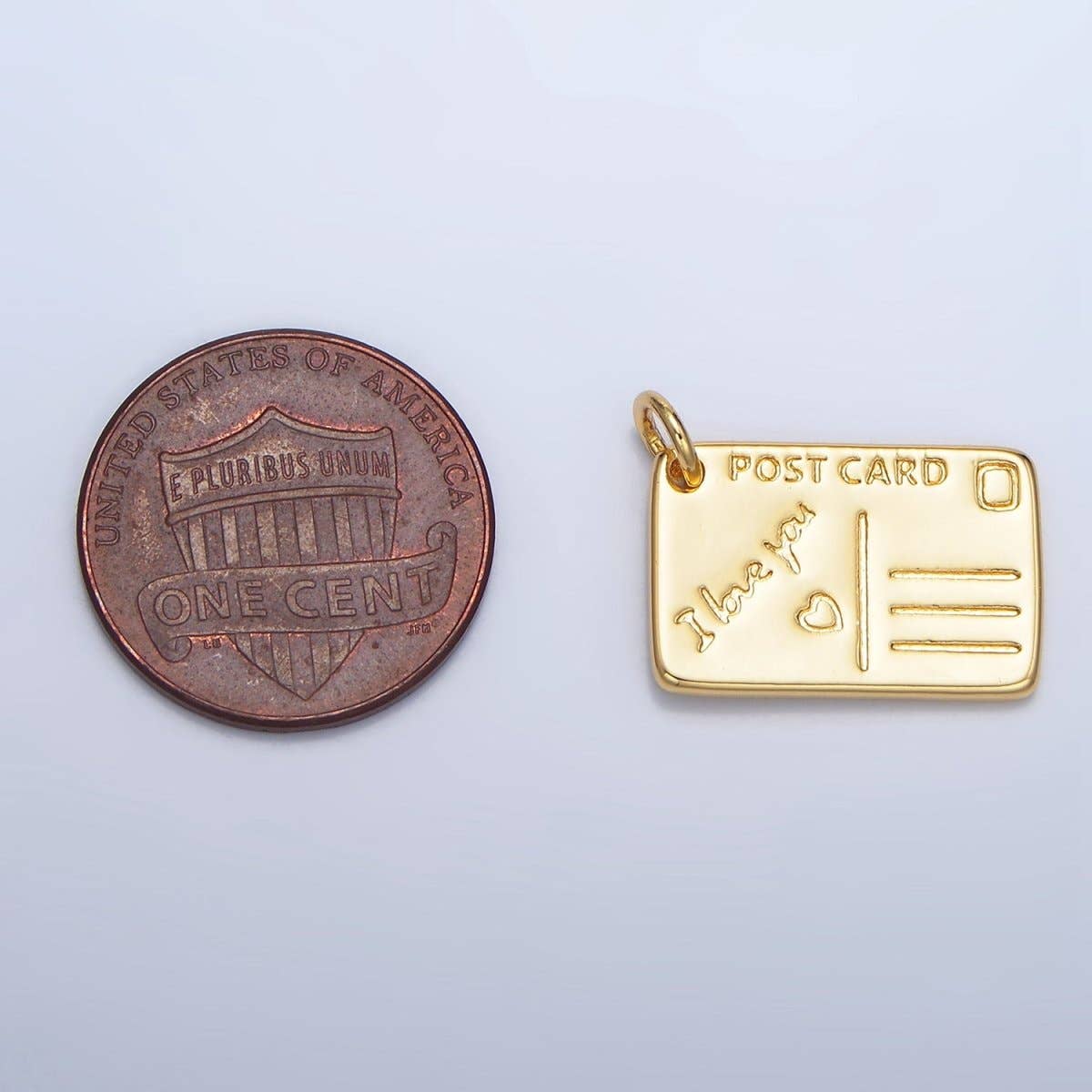 24K Gold Filled "I Love You" Script Post Card Charm in Gold & Silver | X586: Silver