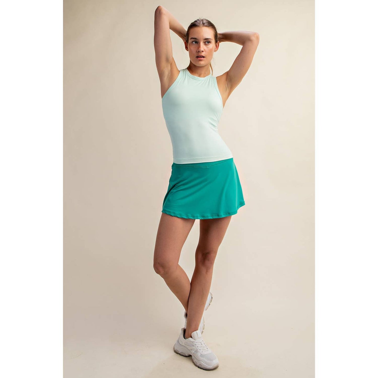 BUTTER SLEEVELESS RACER BACK TANK TOP: Mauve Peony / S-M-L(2-2-2)