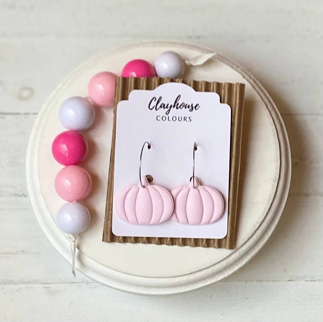 Pink Ghost & Pumpkin Earrings: Silver / Black Hat Ghost