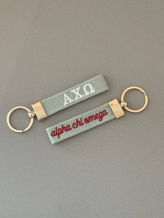 Alpha Chi Omega Embroidered Keychain, Sorority