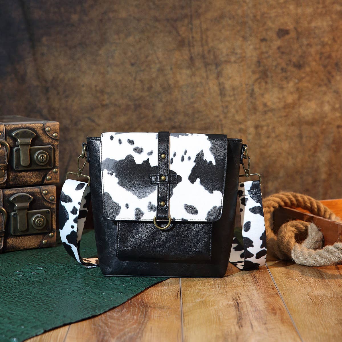 Women Printed Western Vintage Crossbody Bag_Cwab2593: COFFEE / OS