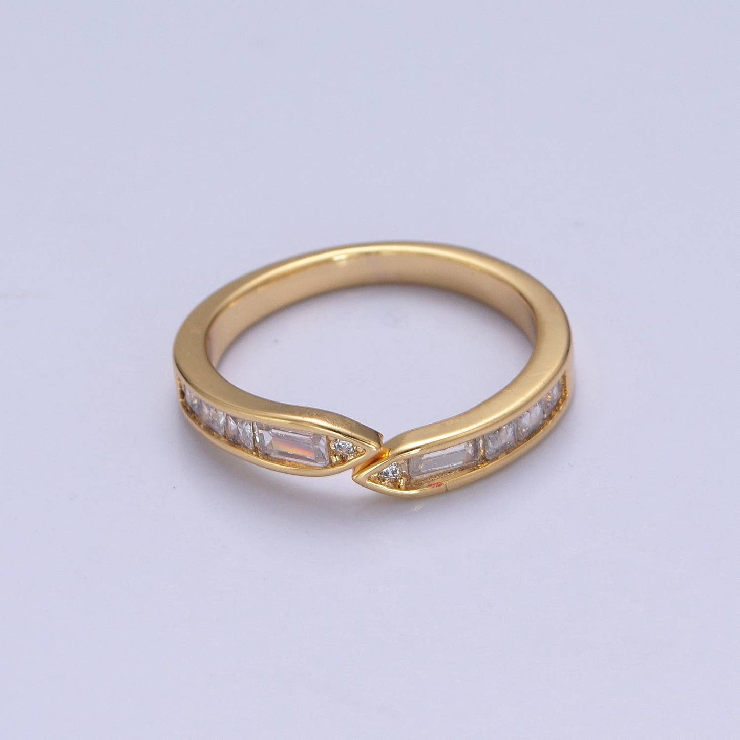 Minimalist Baguette Round Geometric Adjustable Ring O2193