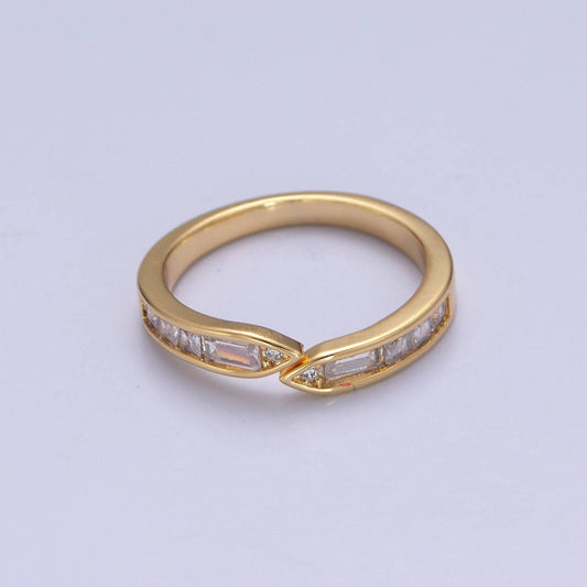 Minimalist Baguette Round Geometric Adjustable Ring O2193