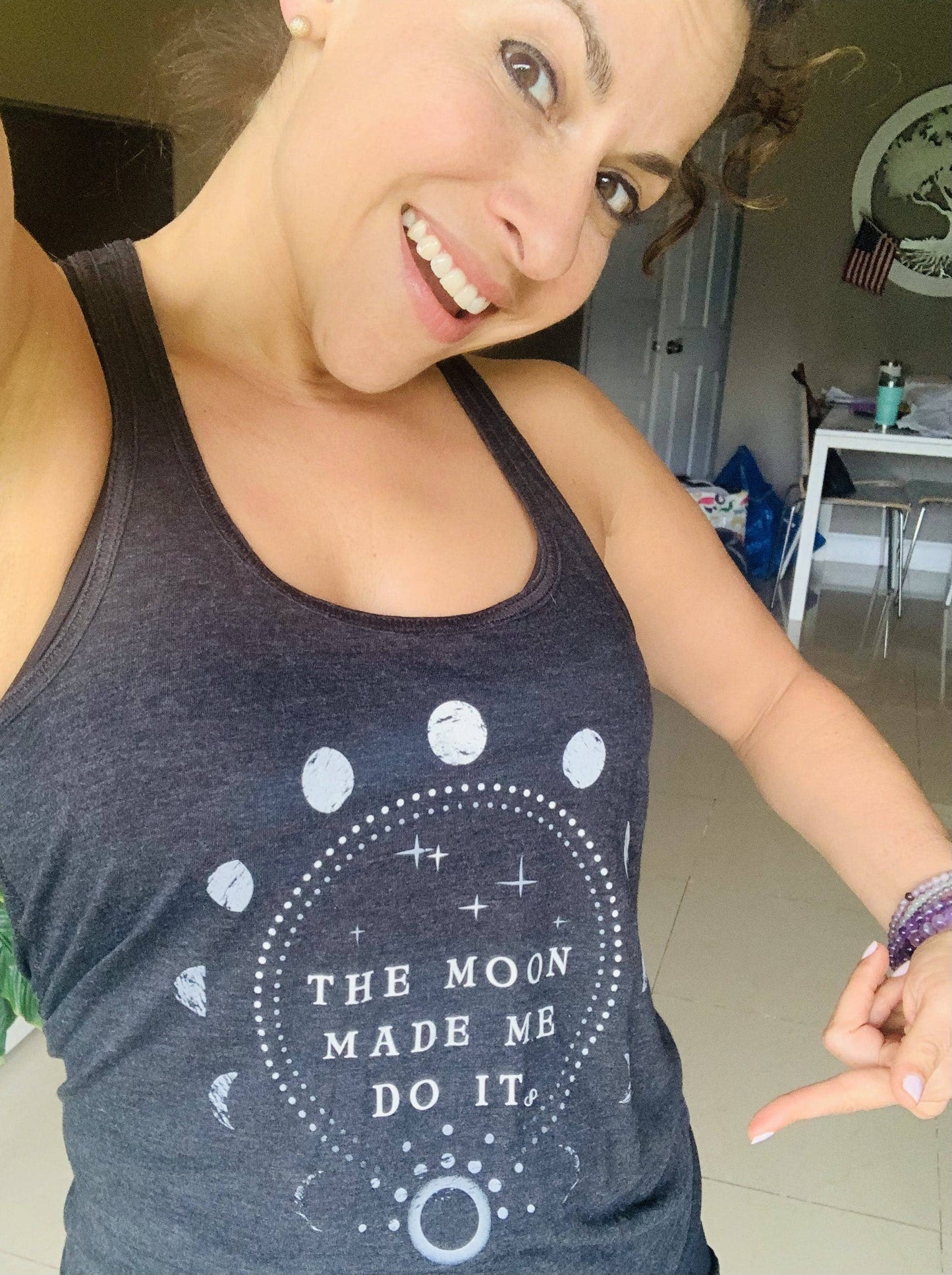 The Moon Made Me Do It, Vintage Gray, Flowy Tank: Small
