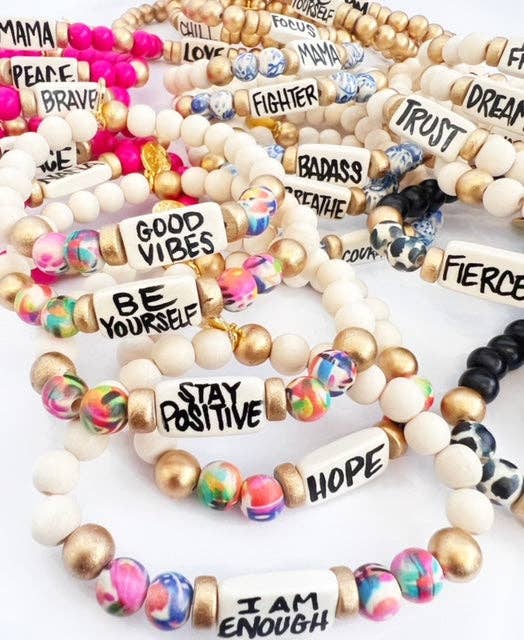 Affirmation Word Beaded Bracelets Inspirational - Abstract: I Am Enough