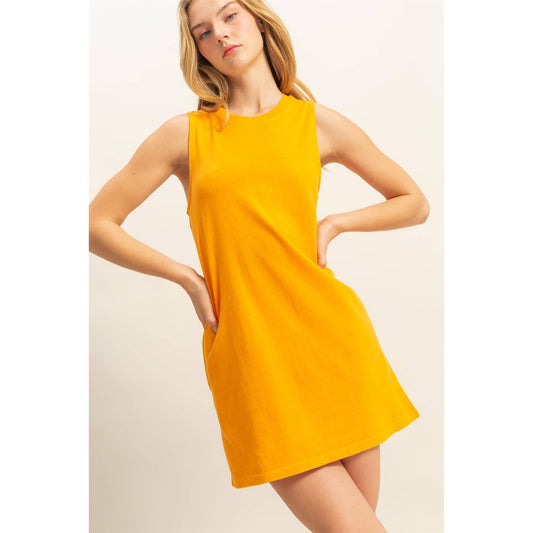 DZ25A925-Sleeveless Mini Dress: ORANGE / S-M-L(2-2-2)