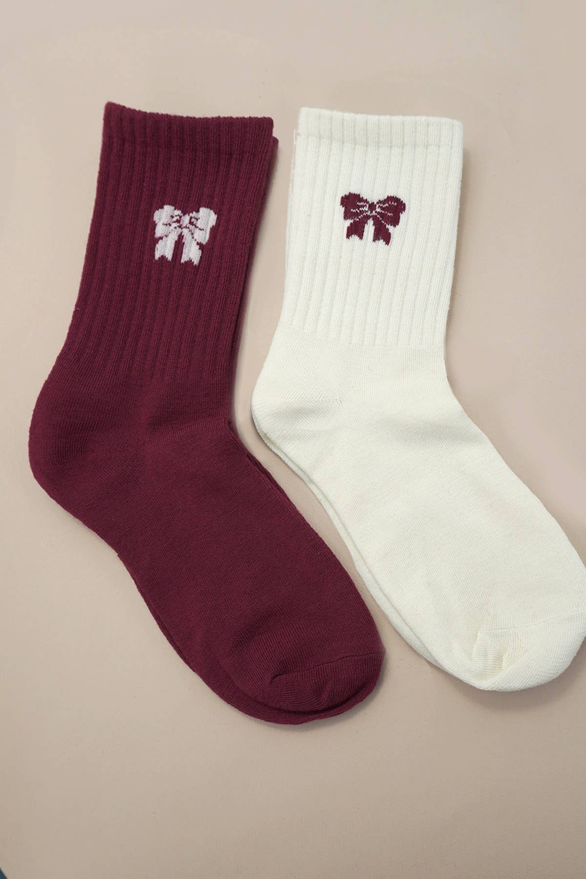 BOW HALF CREW THROWBACK SOCKS | 40S02057: Wine