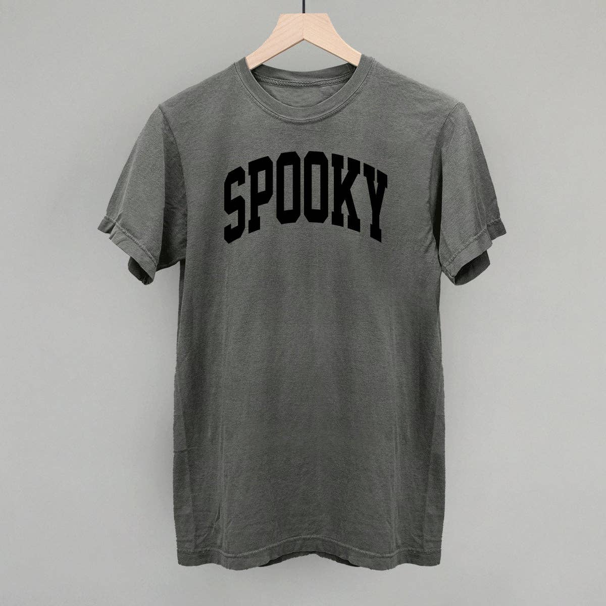 Spooky Arch (Black): Heather Grey / L / Oversized Varsity Crew