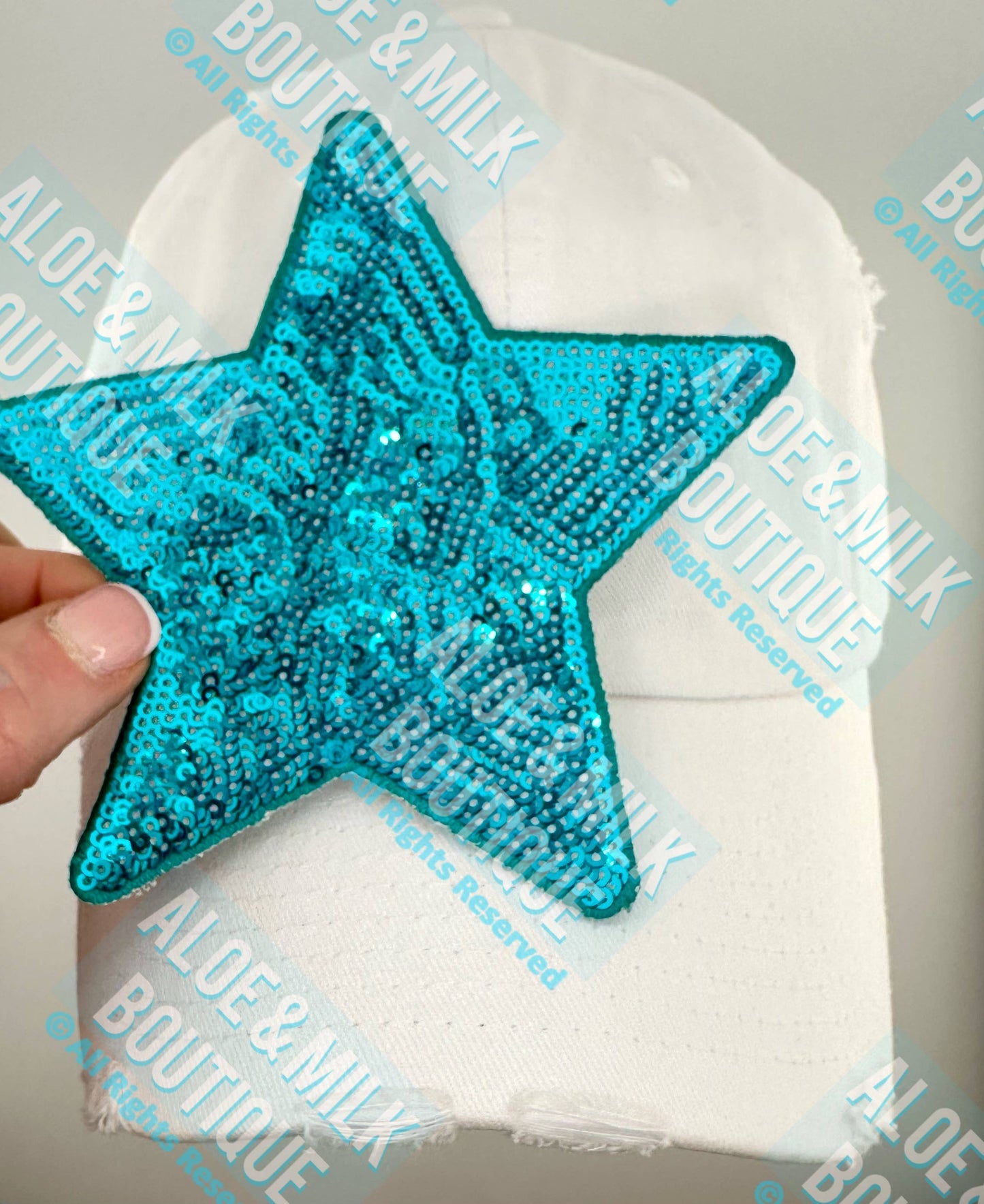 New Sequin Star Large, sequin star patch, cheer patch: Blue