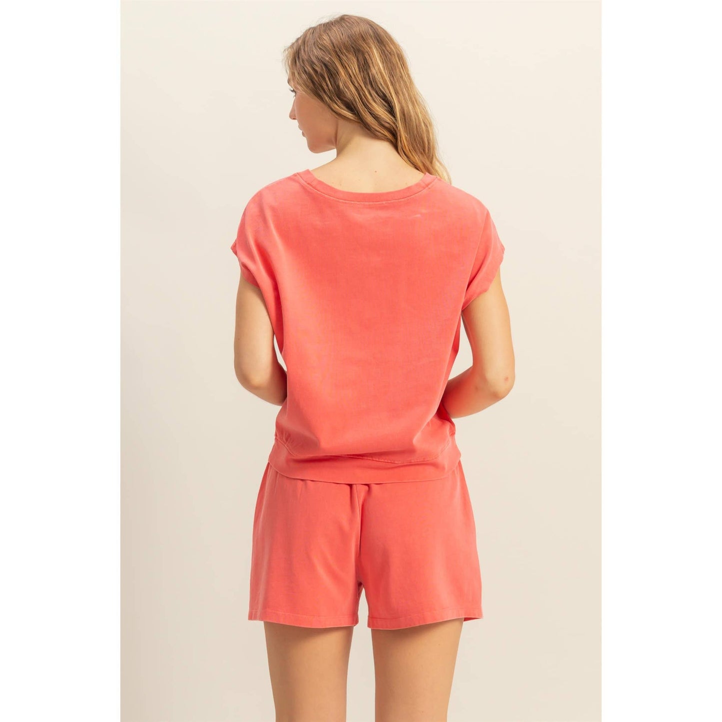 DZ25A913-SET-Matching Top And Shorts Set: ORANGE / S-M-L(2-2-2)