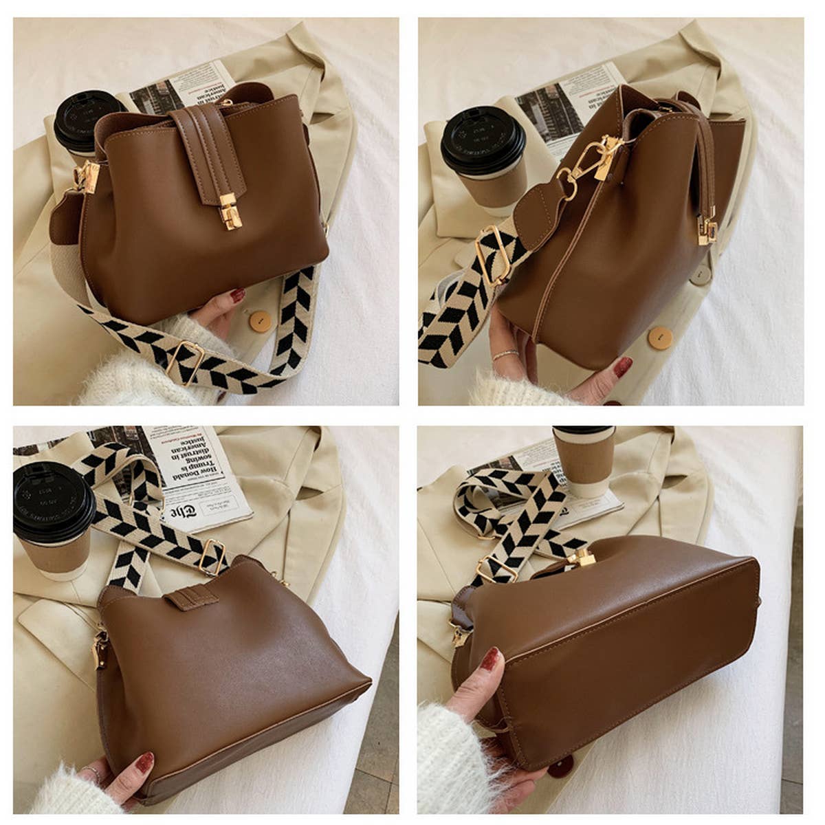 Women Retro Shoulder Bucket Bag_Cwab1552: BROWN / OS