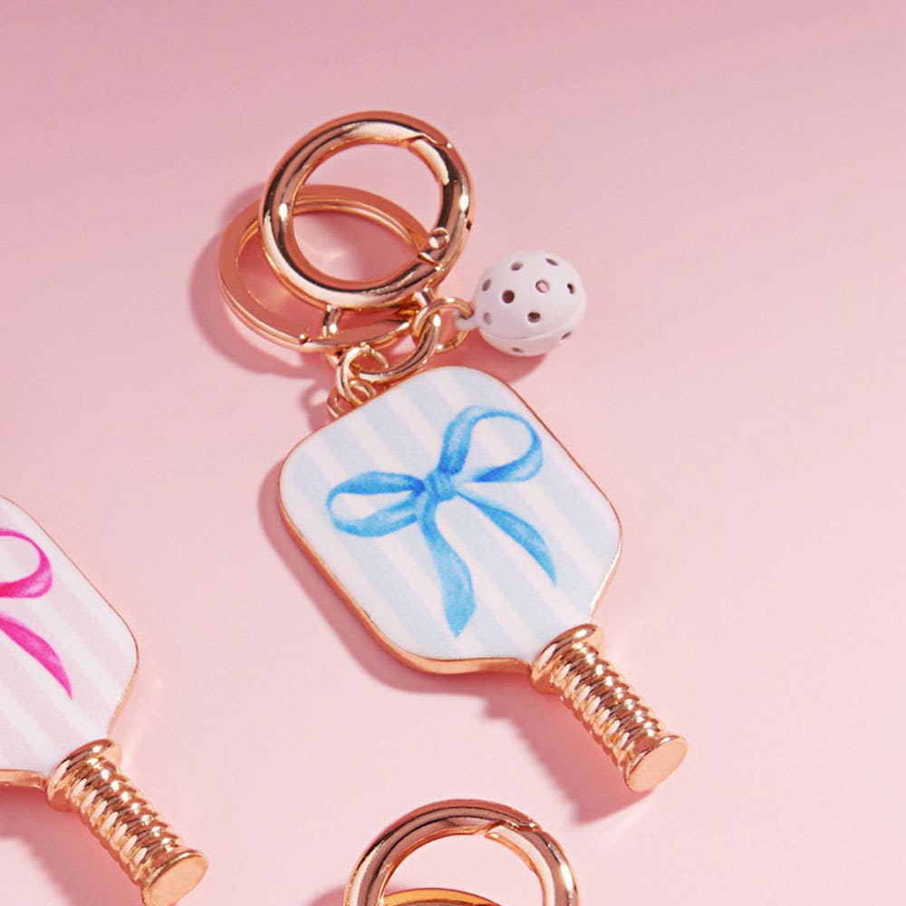 Enamel Bow Pointed Pickleball Paddle Keychain / Bag Charm
: Hot Pink
