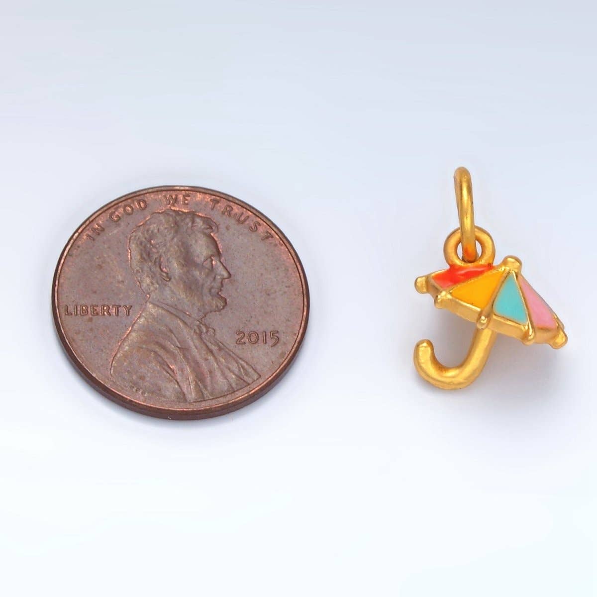 24K Gold Filled Mini Summer Umbrella Enamel Charm | M143