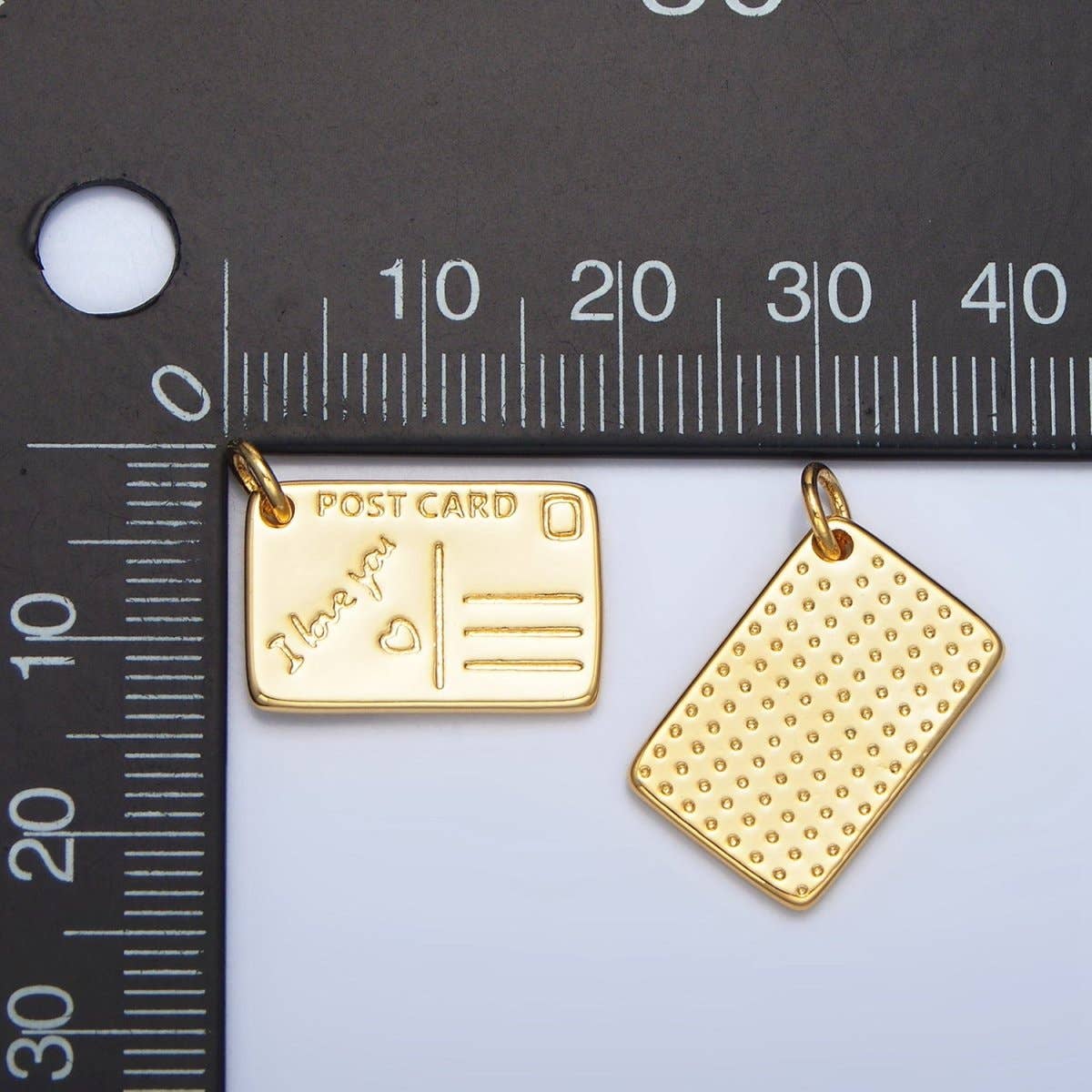 24K Gold Filled "I Love You" Script Post Card Charm in Gold & Silver | X586: Gold