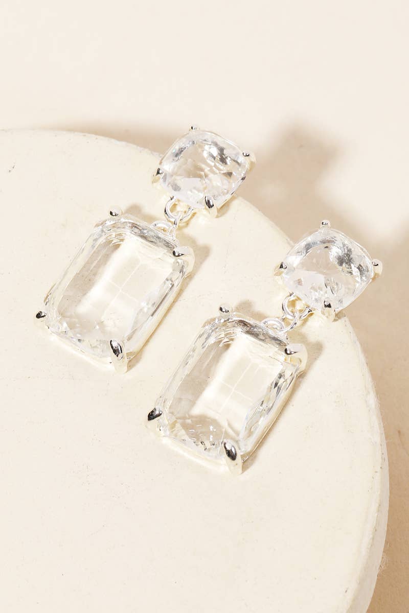 Rectangle Crystal Drop Earrings: GCL