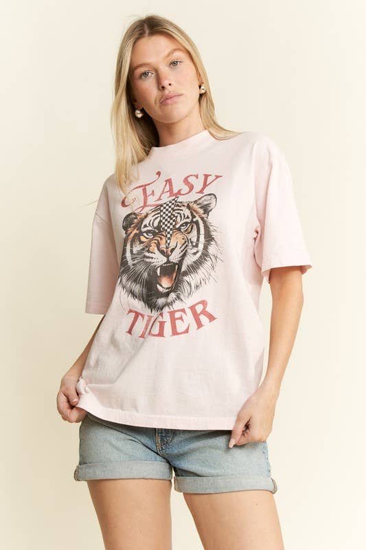 EASY TIGER GRAPHIC TOP: L.Pink / S