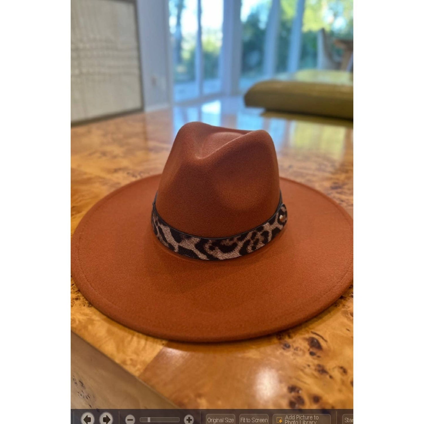 VEGAN FELT PANAMA HAT WITH ANIMAL PTIONY BELT : WINE / ONE SIZE