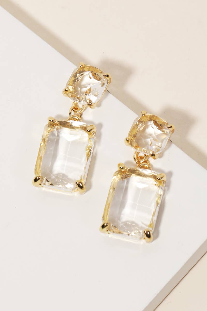 Rectangle Crystal Drop Earrings: GCL