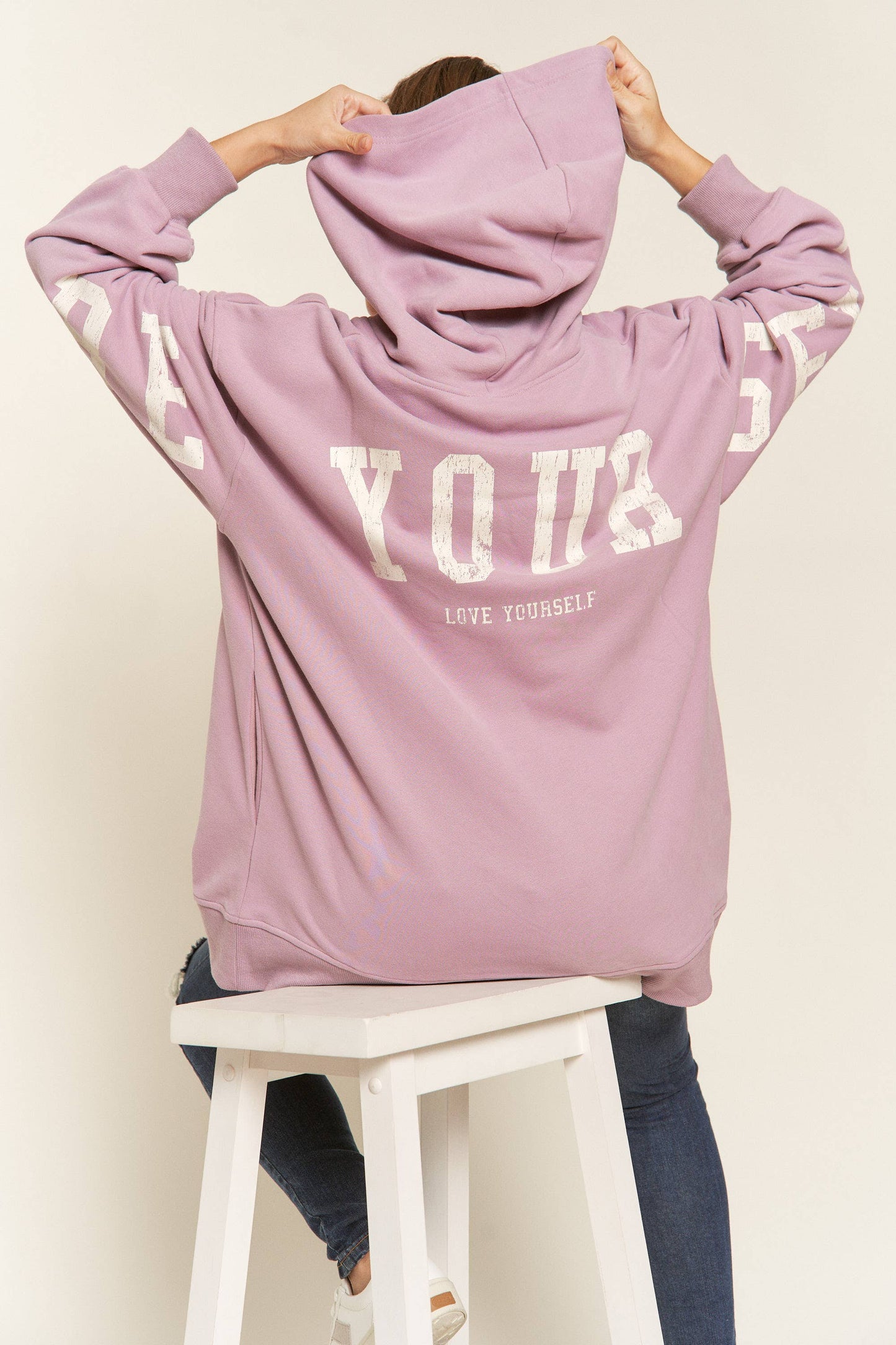 BE YOURSELF HOODIE SWEATER - JJT6145: ASH BLACK / S/M