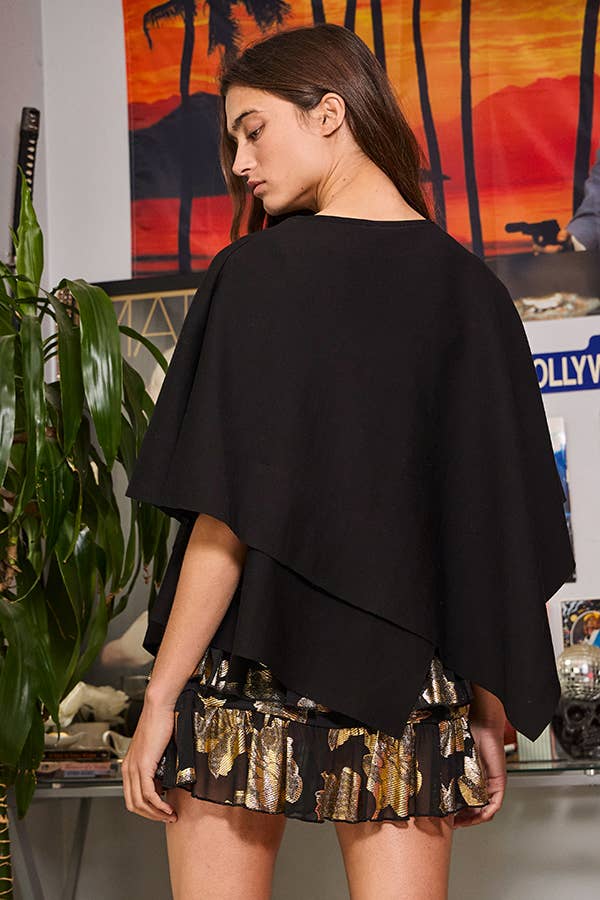 IT2115 Asymmetric & Crossover Hemline Poncho Top: Ivory / S-M-L (2-2-2)