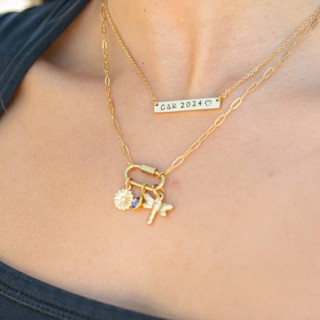 18K Gold PVD Teardrop Birthstone Charm: August