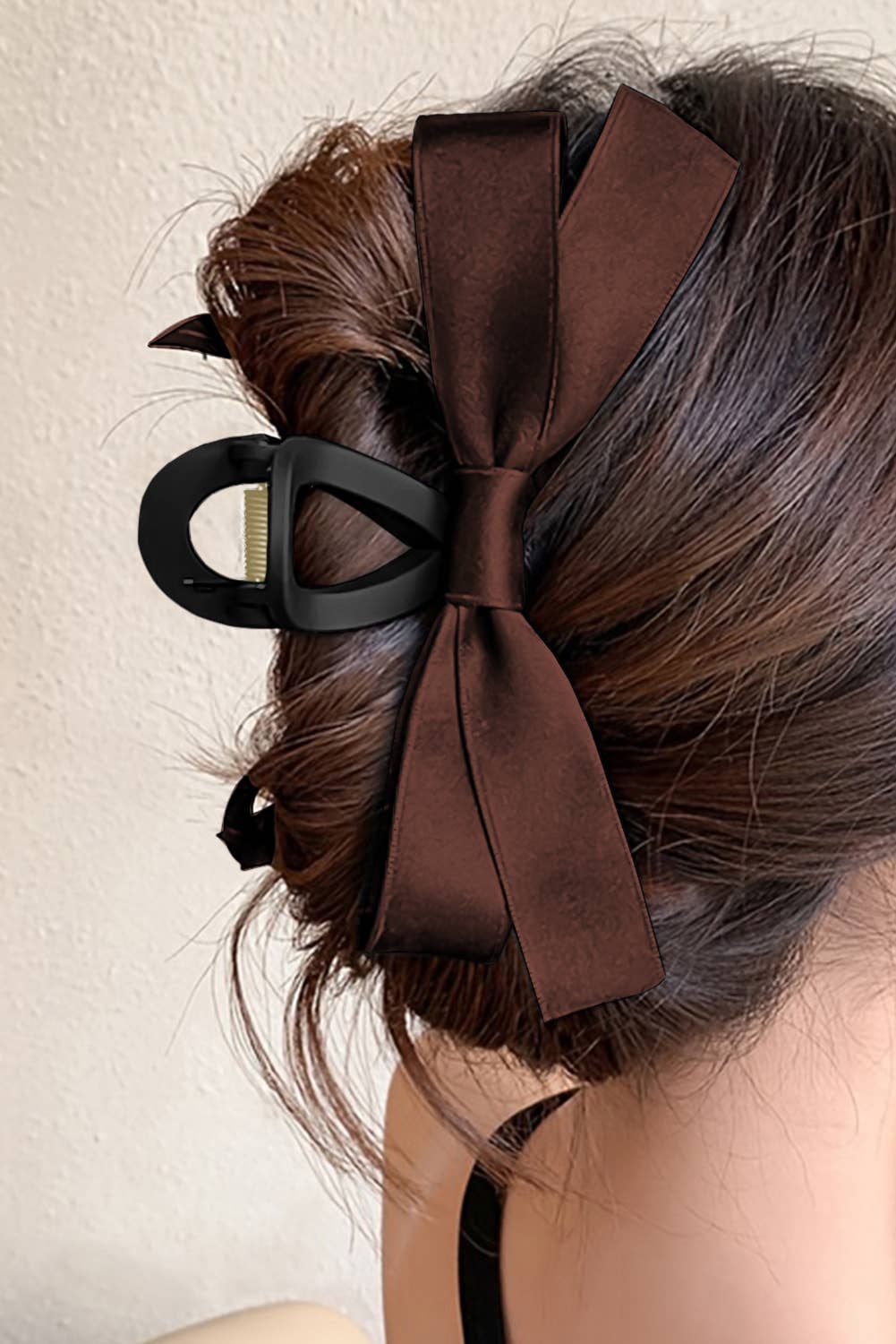 LDC Bow Decor Large Hair Claw Clip: Fiery Red