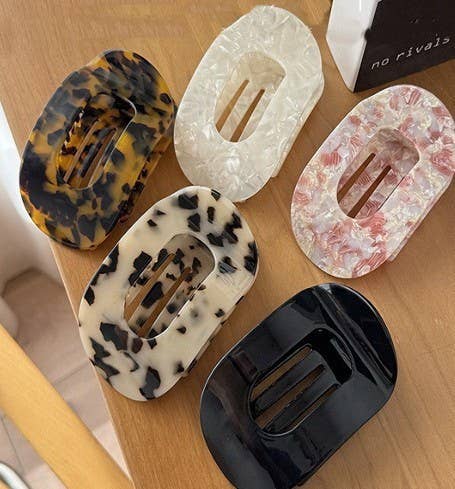 Jumbo Lay Flat Oval Hair Claw Clips Secure Styling | 40H993: TORT BROWN