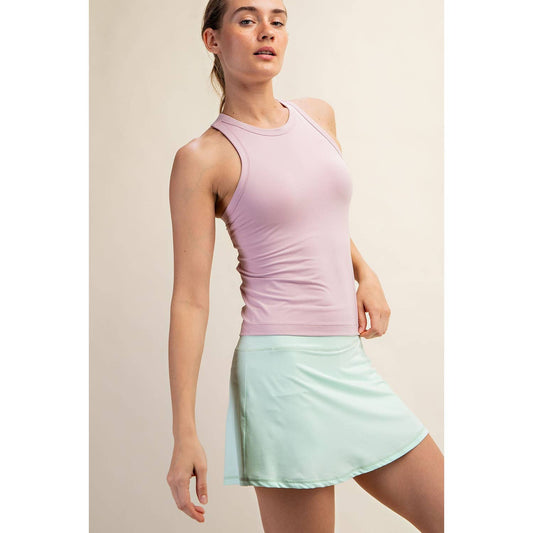 BUTTER SLEEVELESS RACER BACK TANK TOP: Mauve Peony / S-M-L(2-2-2)
