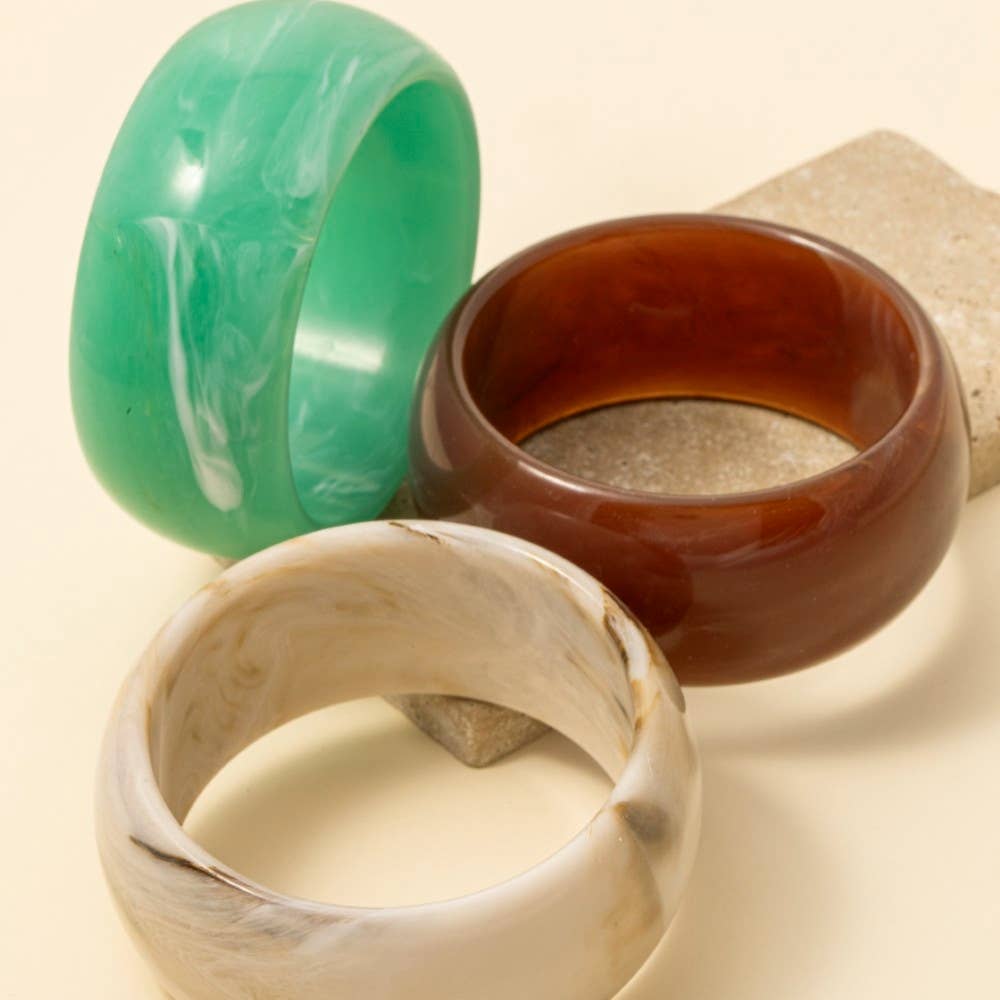 Wide Marble Resin Bangle Bracelet: TQ