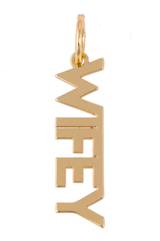 "WIFEY" Block Letter Charm in Shiny Gold