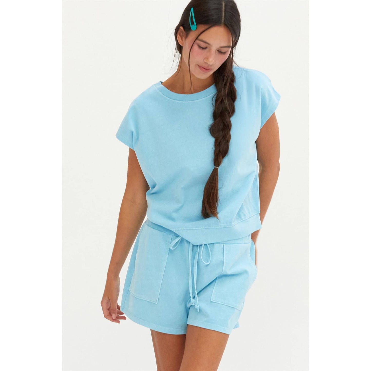 DZ25A913-SET-Matching Top And Shorts Set: ORANGE / S-M-L(2-2-2)