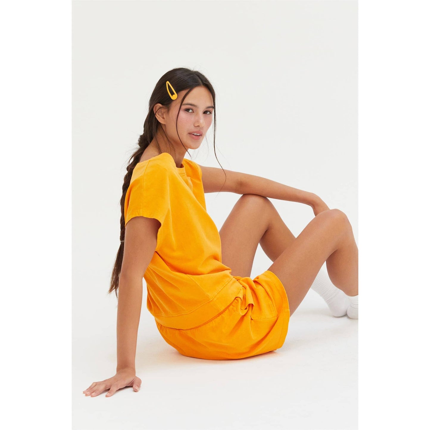 DZ25A913-SET-Matching Top And Shorts Set: ORANGE / S-M-L(2-2-2)