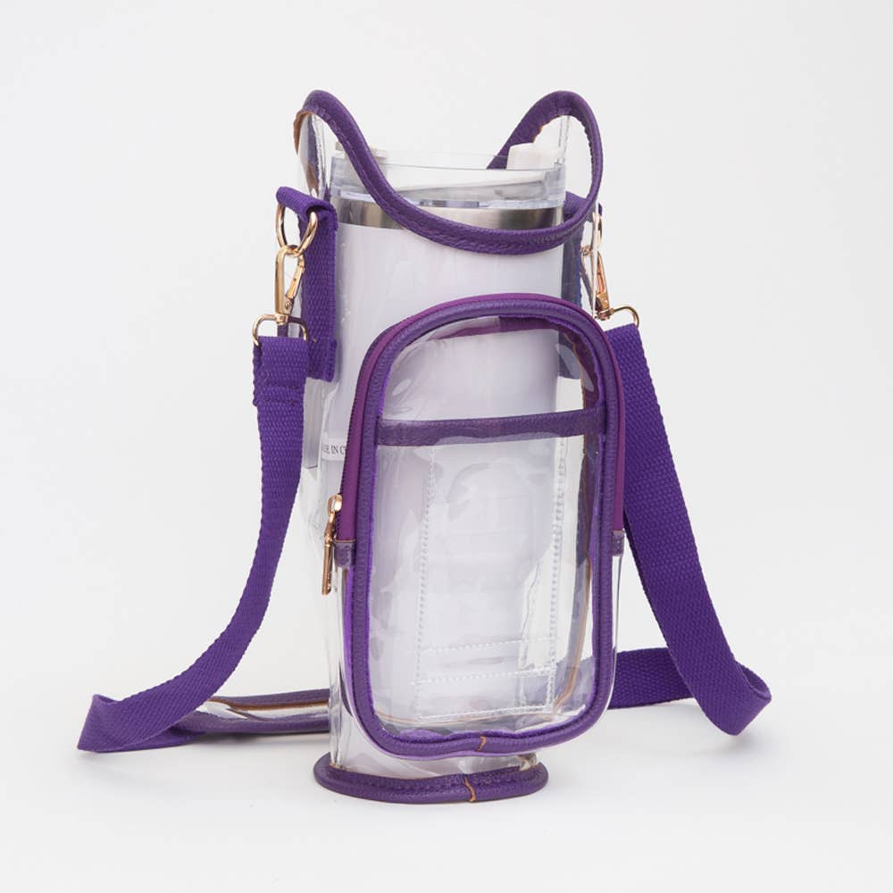 Transparent Tumbler Carrier Holder Crossbody Bag
: Silver