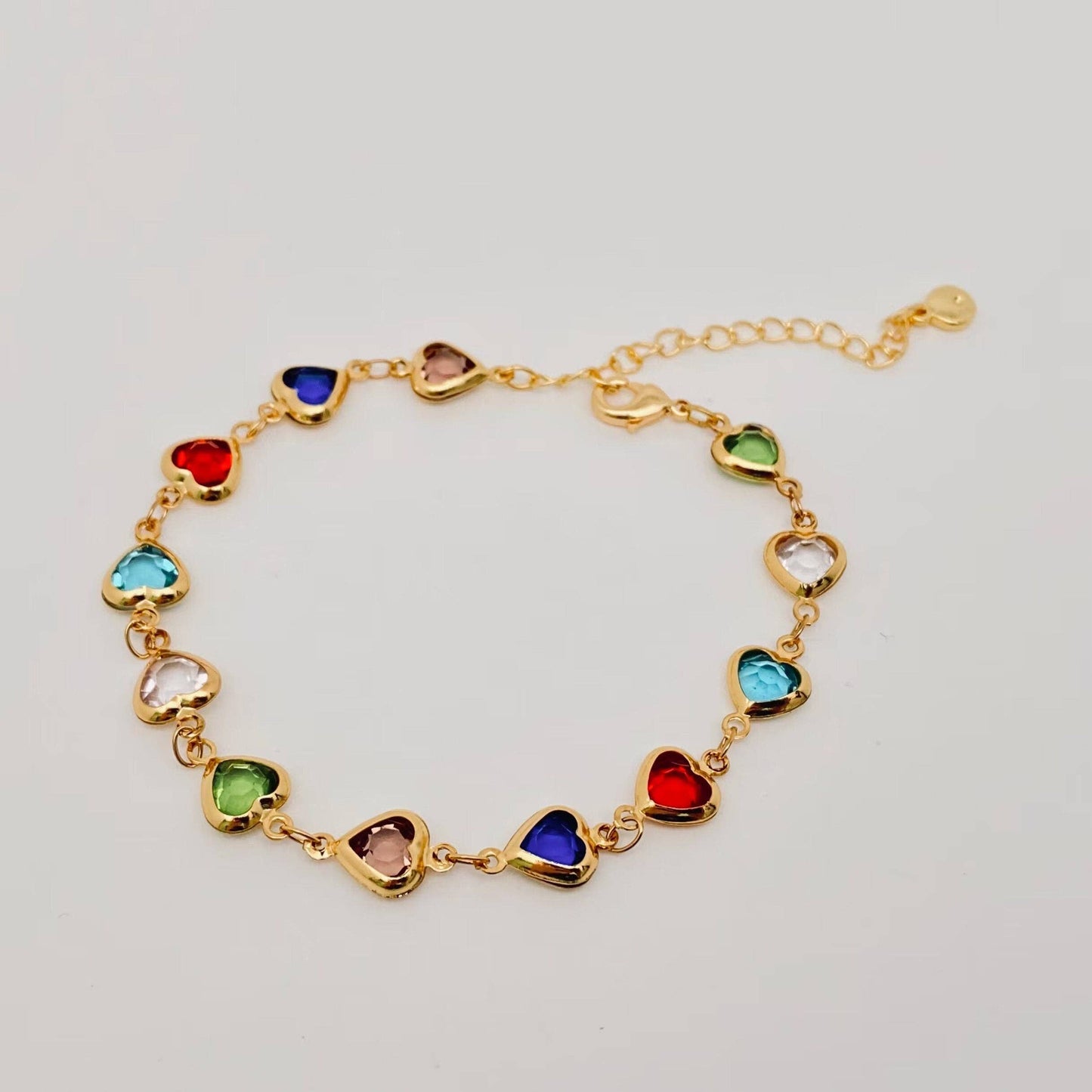 Heart-shaped Glass Drill Gold-plated Bracelet