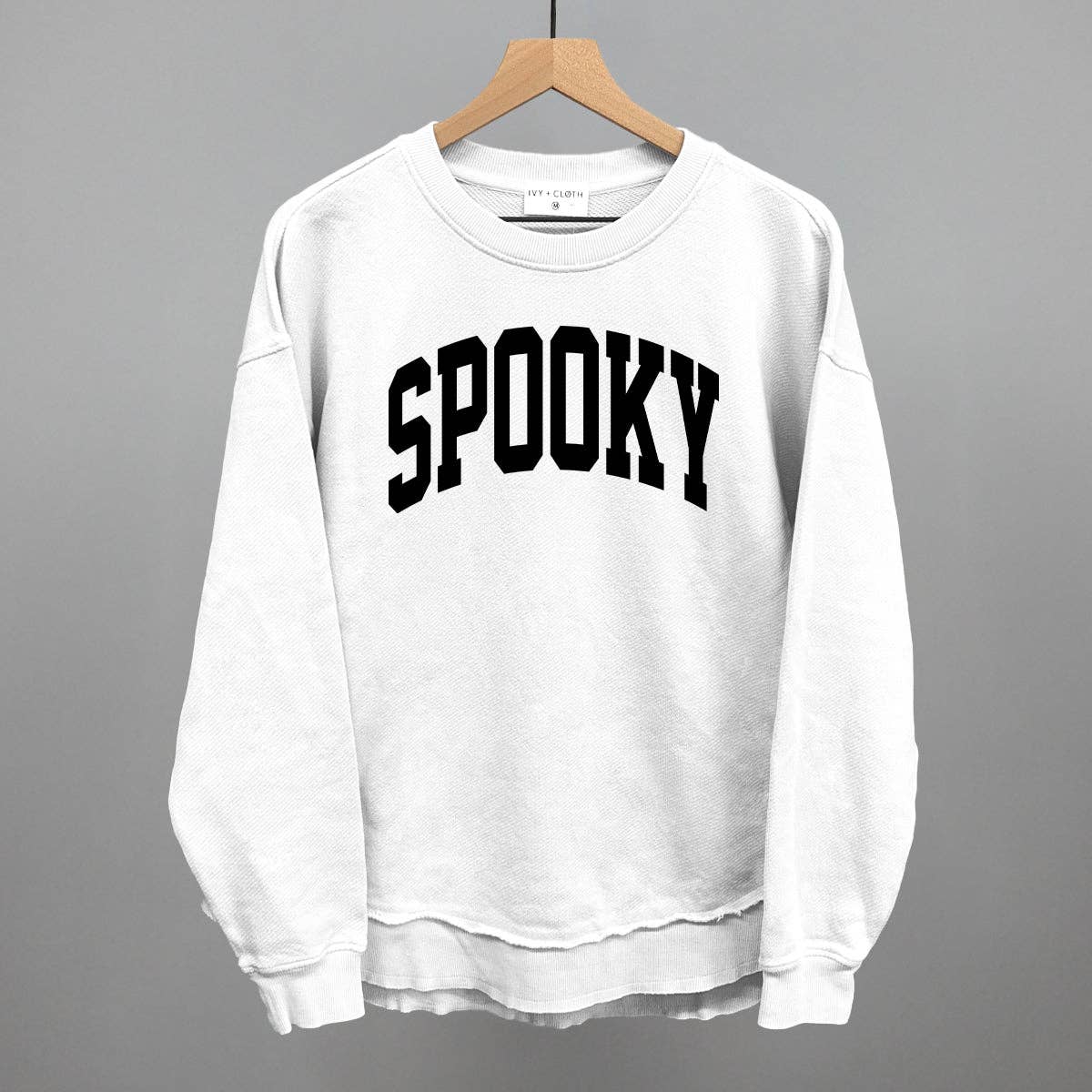 Spooky Arch (Black): Heather Grey / XL / Oversized Varsity Crew