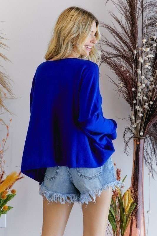 BOAT NECK TIGHT SLV BOX SWEATER TOP: PEAR / S